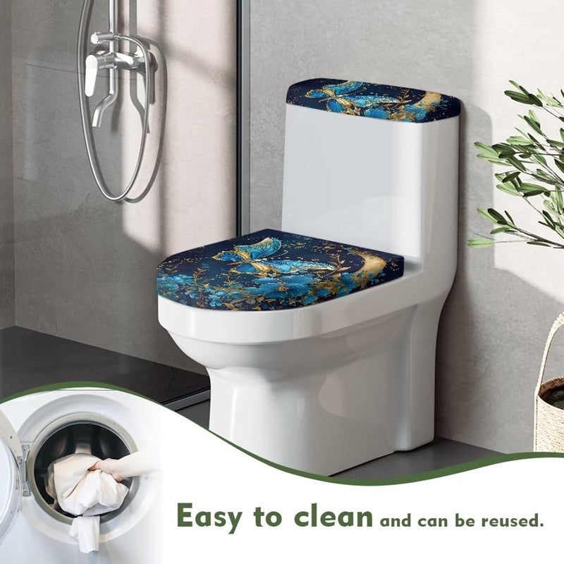 Flashideas Butterfly Flower Toilet Lid Cover and Toilet Tank Cover Soft Plush Seat Covers Tank Lip Covers Seat Covers Fits Most Lids for Accessories Decor Machine Washable - Image 4
